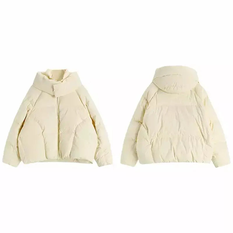 Women's Beige Goose Down Parka Jacket