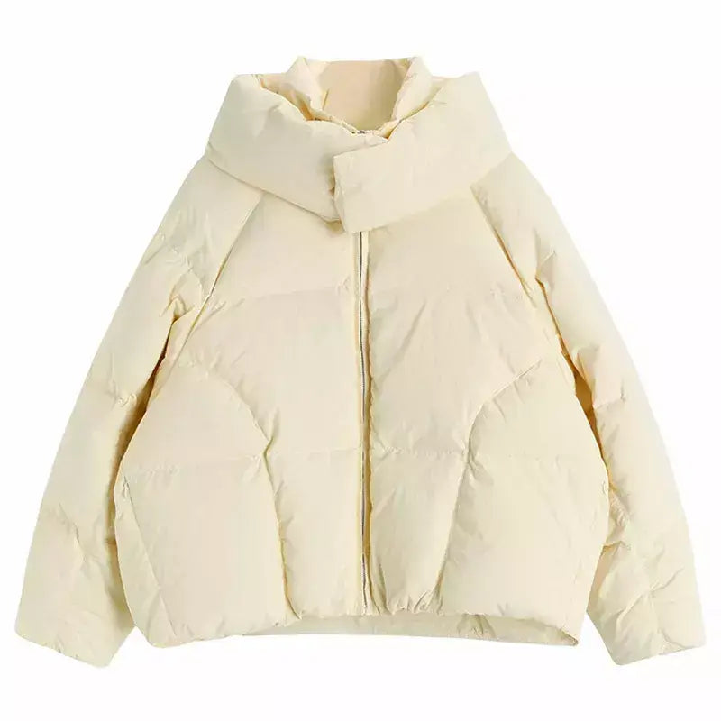 Women's Beige Goose Down Parka Jacket