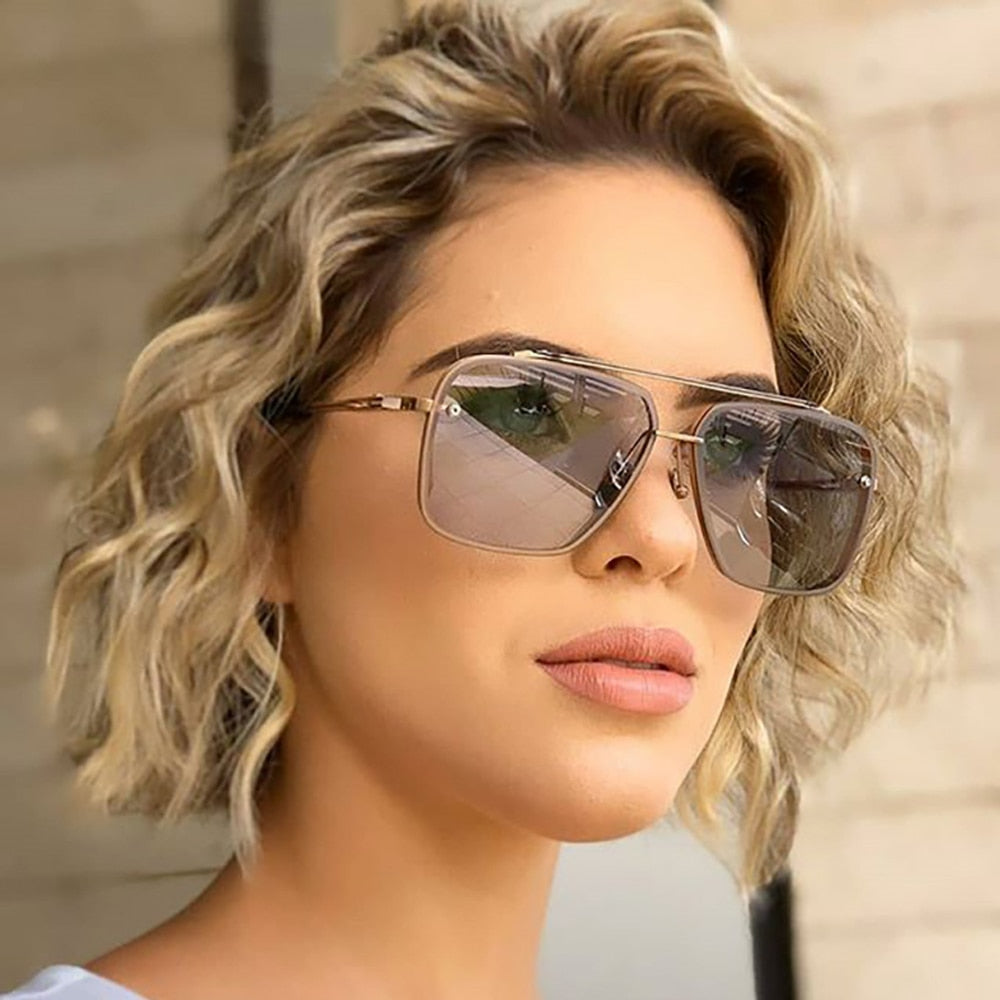Unisex Gradient Toned Square Sunglasses - UV400 Protection
