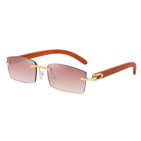 Luxurious Men's Sunglasses with Natural Wood Frame - UV400 Protection