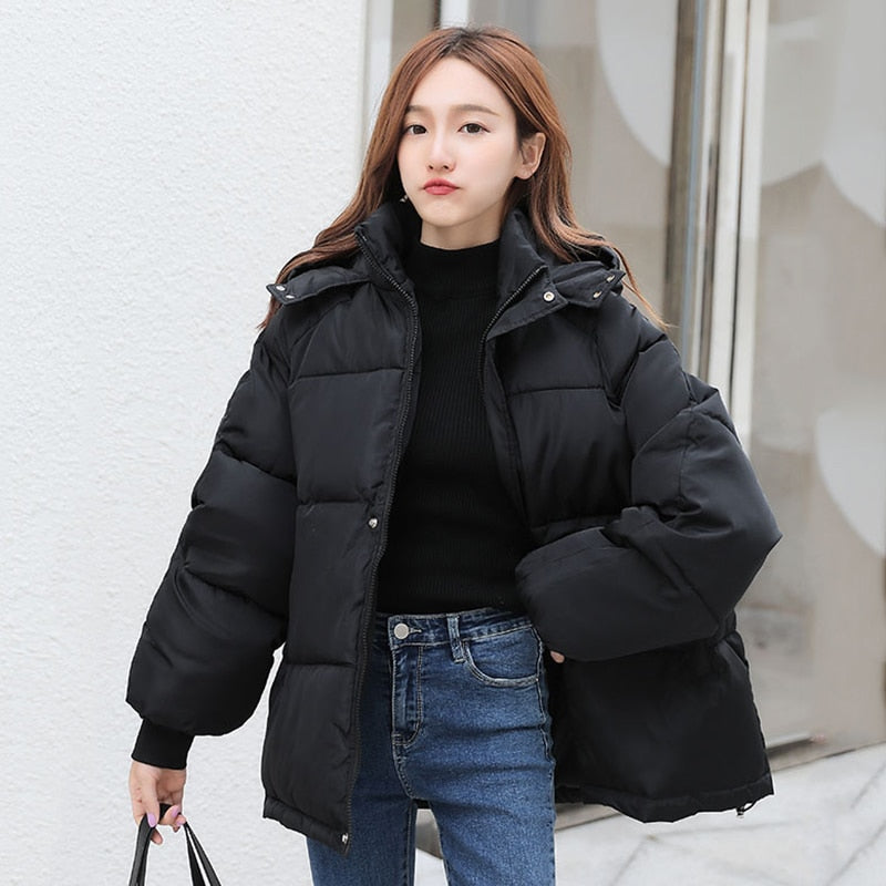 Puffer Down Coat with Hood - Goose Down