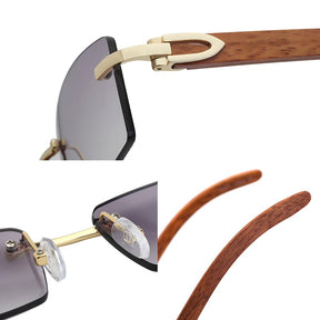 Luxurious Men's Sunglasses with Natural Wood Frame - UV400 Protection