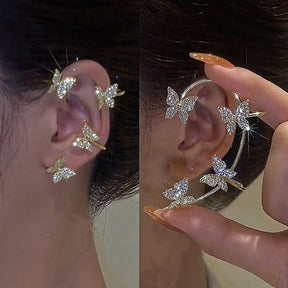 18K Butterfly Earrings - Plated, Studded, and Hypoallergenic