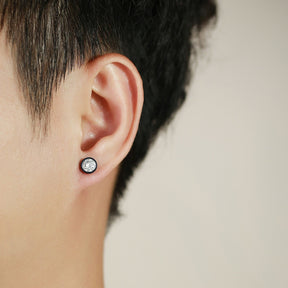 8mm Male Stone Stud Earrings