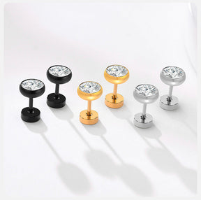 8mm Male Stone Stud Earrings