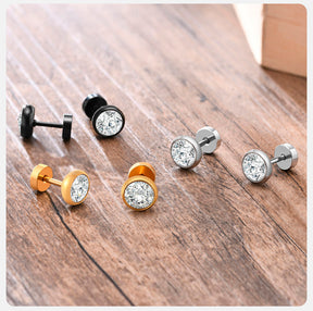8mm Male Stone Stud Earrings