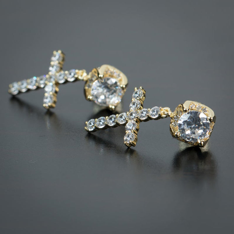 Studded Cross Earrings