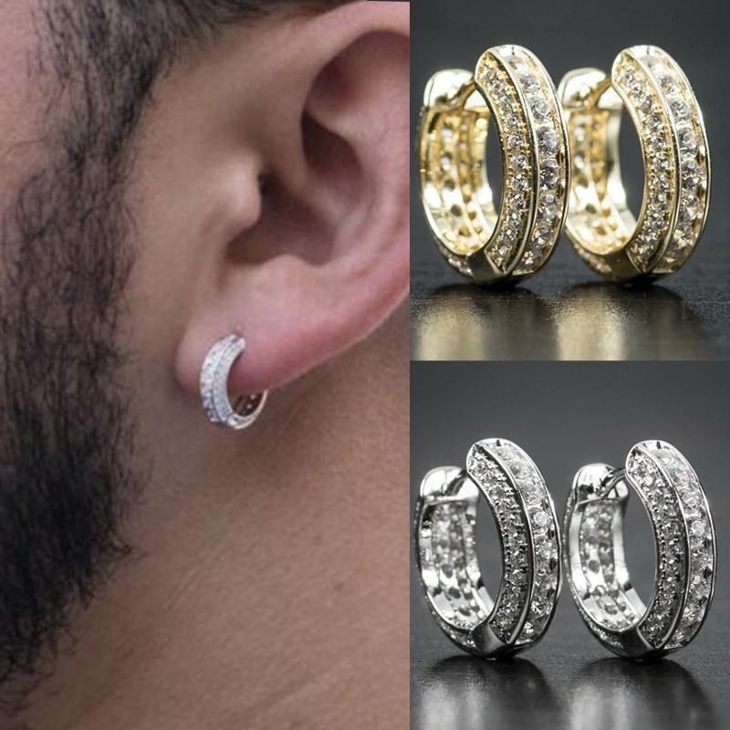 Pair of Studded Unisex Hoop Earrings