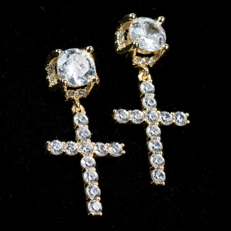Studded Cross Earrings