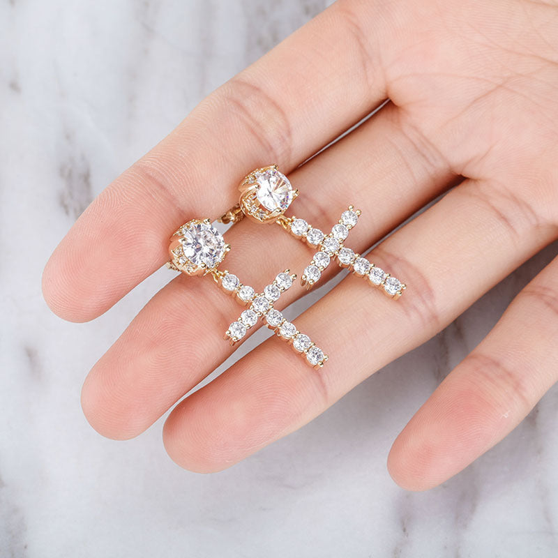 Studded Cross Earrings