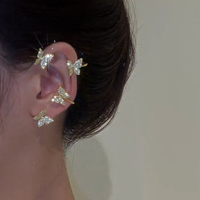 18K Butterfly Earrings - Plated, Studded, and Hypoallergenic