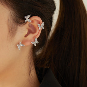 18K Butterfly Earrings - Plated, Studded, and Hypoallergenic