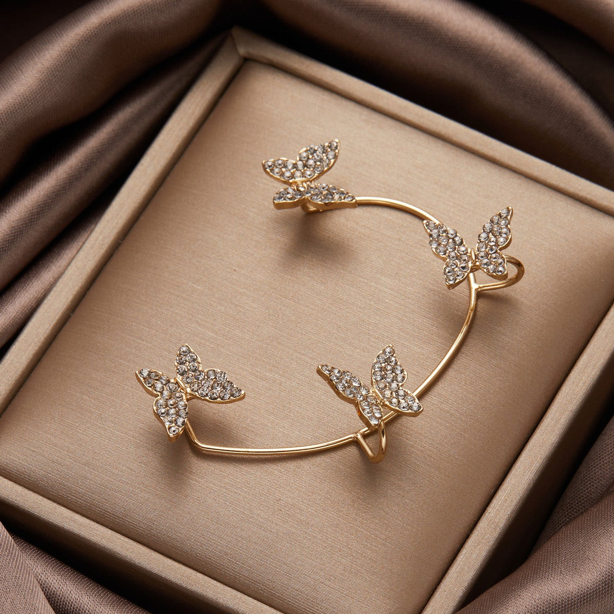 18K Butterfly Earrings - Plated, Studded, and Hypoallergenic