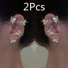 18K Butterfly Earrings - Plated, Studded, and Hypoallergenic