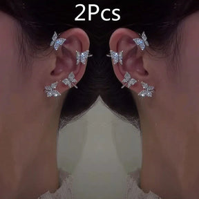18K Butterfly Earrings - Plated, Studded, and Hypoallergenic