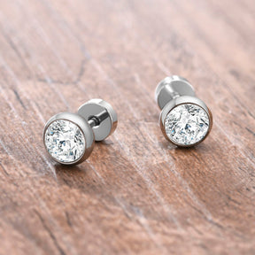 8mm Male Stone Stud Earrings