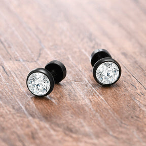 8mm Male Stone Stud Earrings