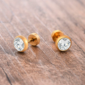 8mm Male Stone Stud Earrings